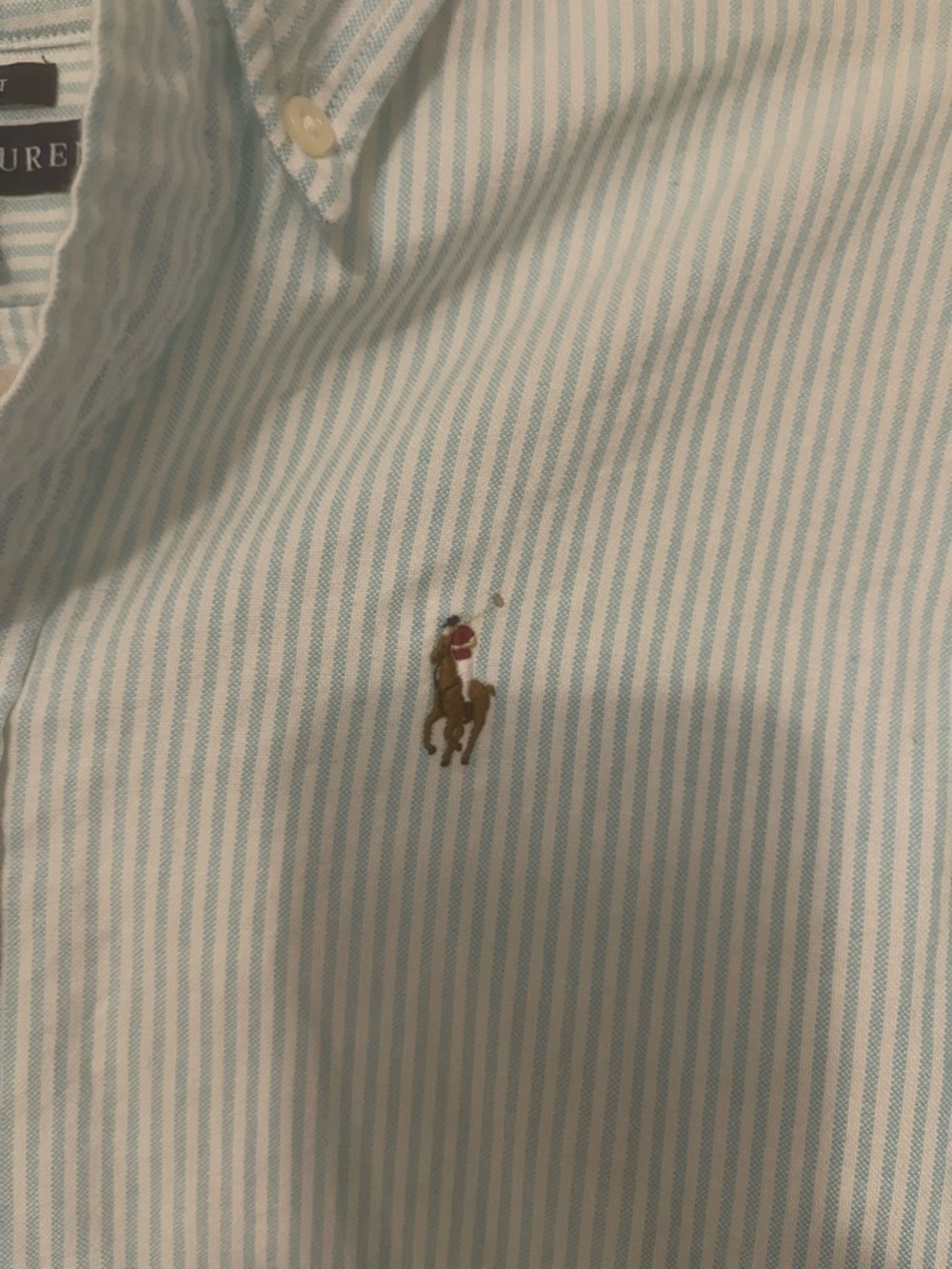 Ralph Lauren Light Blue and White Striped Button-Down Shirt - Picture 3 of 8
